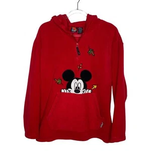 Vintage Mickey Unlimited Womens 14/16W Red Fall Fleece Hoodie Sweatshirt Pocket - Picture 1 of 11