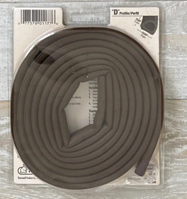 Frost King Brown Rubber Weatherseal Self Stick Tape D Profile 17' L x  23/64" W - Image 1 of 4