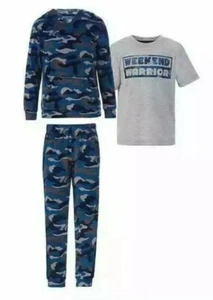 Saint Eve Youth 3-piece Pajama Set Pant Tee & Hoodie Blue Boy's Sz S 7/8 NWT - Picture 1 of 7