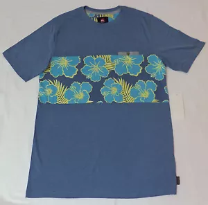 T-shirt Quiksilver manica corta blu con tasca fiori grande nuova con etichetta F46 - Foto 1 di 6