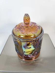 Indiana Carnival Glass Canister Candy Dish With Lid Indiana Carnival Glass. - Picture 1 of 24