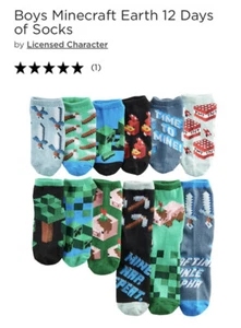 Minecraft 12 Day of Socks NEW Kids Low Cut No Show Crew Advent Box Christmas Set - Picture 1 of 12
