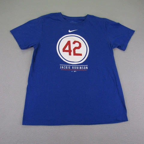 Jackie Robinson Shirt Mens Large Blue Nike Brooklyn Dodgers #42 MLB Baseball Tee Cover