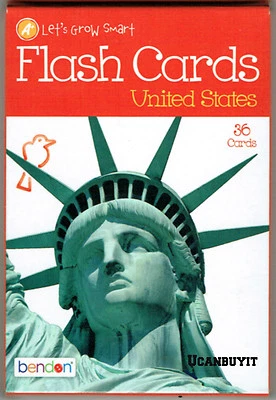 36pk United States Round Corner State Flash Cards Grades K+ Ages 5+ NEW! - Image 1 of 2