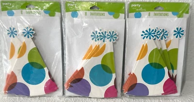 Lote de 24 Invitaciones y Sobres Sombrero Fiesta Cumpleaños Sello Nuevo en Paquete Foto 1 de 3