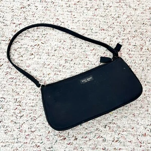 Kate Spade Black Nylon Shoulder Bag Vintage Y2K Small Purse Baguette Top Zipper - Picture 1 of 3