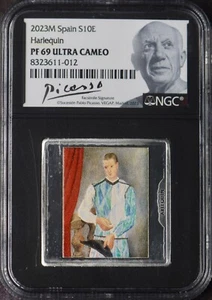 2023M Spain Silver €10 Harlequin - NGC PF69UC Pablo Picasso Label - ✪COINGIANTS✪ - Picture 1 of 2