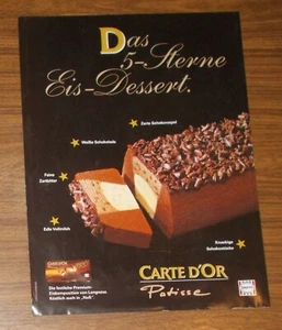 Seltene Werbung Langnese CARTE D'OR Patisse - Das 5-Sterne-Eis-Dessert 1993 - Bild 1 von 1