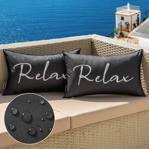 Outdoor Waterproof Throw Pillow Covers Set of 2 Relax Decorative Outdoor Rectang - Picture 1 of 6
