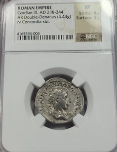 GORDIAN III AR Double Denarius NGC XF 238-244 AD AR Antoninianus Rome *H890 - Picture 1 of 3