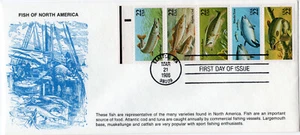 Scott #2209a North American Fish Booklet pane FDC (03/21/86) Seattle WA - Picture 1 of 2