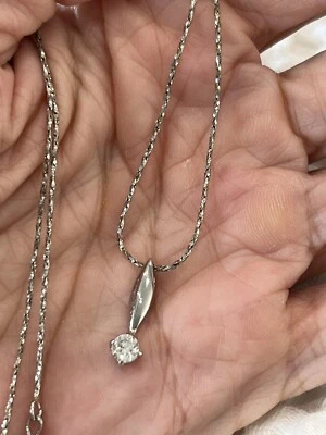 COLLAR GP ORO BLANCO 18K DE COLECCIÓN USADO EN EXCELENTE ESTADO IMPRESIONANTE SOLITARIO ESTRÁS Foto 1 de 4