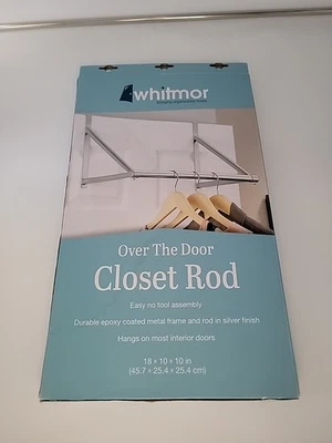 Barra de armario Whitmor sobre la puerta plateada metal 18x10x10 no se requieren herramientas  Foto 1 de 3