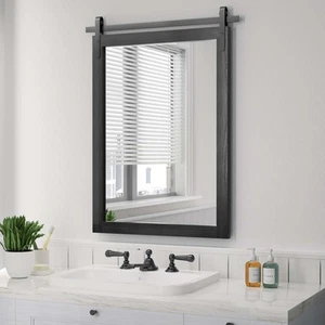 Black Farmhouse Mirror for Wall, 22x30INCH Wood Framed Rectangle Bathroom Mir... - Picture 1 of 8