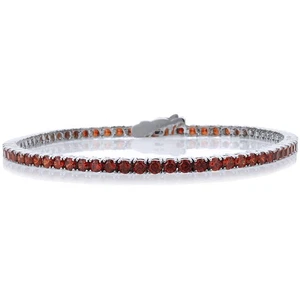 2.5mm Rhodium Plated Silver 3.6 ct CZ Simulated Garnet Tennis Bracelet 7.25in - Picture 1 of 3