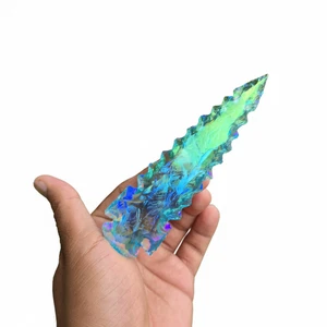 Unique Blue Aqua Angel Aura Obsidian Arrowhead 3"-6" AAA Quality Crystal Glass - Picture 1 of 8