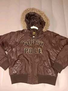Southpole Vintage Y2k Puffer Jacket Hooded, Fur Size XL Chest Patches - Picture 1 of 3