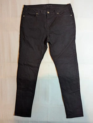 Pantalones de mezclilla Michael Kors para mujer 8 piernas ajustadas tiro medio lavado oscuro elásticos negros Foto 1 de 4