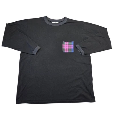 Metropolitan Long Sleeve T Shirt Mens XL Black Plaid Pocket USA Made Retro Punk - Image 1 of 4