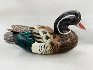 Vintage handgeschnitzter Entenköder aus Holz 12 Zoll lang & handbemalt - Bild 1 von 9