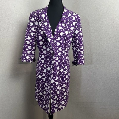 Blazer para mujer Lafayette 148 6 púrpura forrado geométrico manga 3/4 botón de carrera Foto 1 de 4