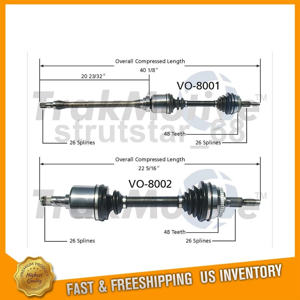 Eje TrakMotive CV 2 piezas delantero izquierdo delantero derecho para Volvo 850 1993-1997 Foto 1 de 3