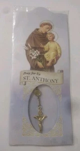ST. ANTHONY "PRAY FOR US" NECKLACE & PRAYER CARD NEW IN PACKET - Picture 1 of 3