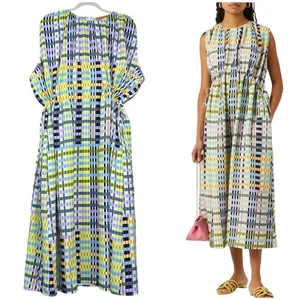 Stine Goya Rowena Karomuster Krepp Midikleid Gr. XXL Cottagecore Resort - Bild 1 von 20