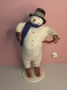 Vintage Cody Foster Volkskunst Schneemann 19" primitive Schaufel Schal rote Stiefel - Bild 1 von 17