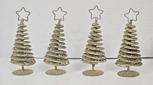 "Juego de 4 árboles de Navidad en espiral con brillo dorado de 5"" decoración de pueblo de vacaciones" - Imagen 1 de 5