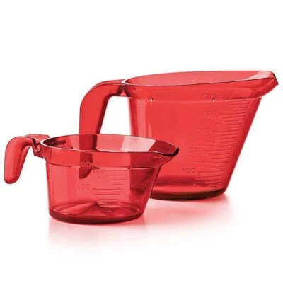 New Tupperware Red Micro Pitcher 2-Pc Set