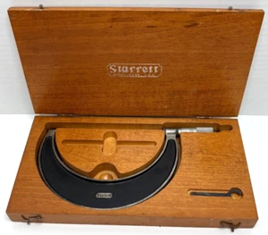 Starrett .0001" Micrometers Mics 5" - 6" No. 226 w/ Wood Case & Wrench -Untested - Picture 1 of 12