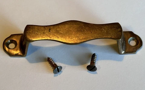 Original Vintage Library Bureau Solemakers Oak File Cabinet Brass Drawer Handle Cover