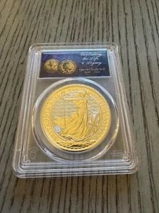 2022 - GB 1 oz .9999 Silver Britannia PCGS-GEM BU (Memorial Label) - Picture 1 of 2