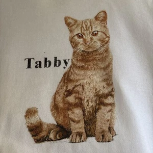 VTG Tabby Cat crew neck sweatshirt shirt white XL cat Jerzees long sleeve - Picture 1 of 3