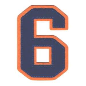 Blue Orange Number 6 Patch Felt Athletic Varsity Letterman's Cut out Iron on 4" - Picture 1 of 1