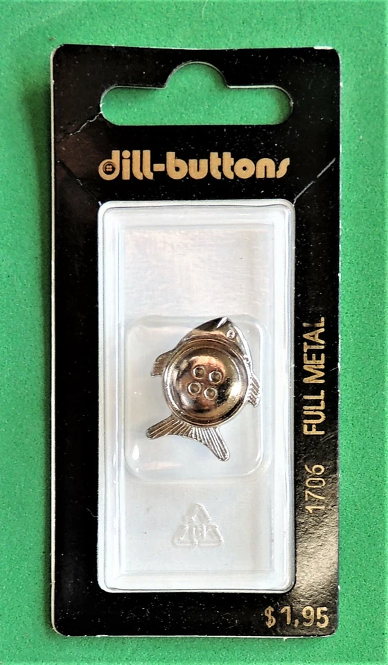 (1) Silver Fish Button Full Metal 3/4" (20mm) Dill-Buttons of America #1706 New - Image 1 of 1