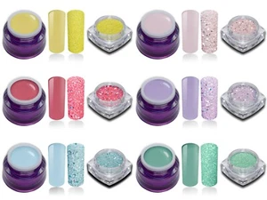 Farbgel Pastell Farbe mit Glitzer Set Uv Led Nagelgel Fingernagel Nails - Bild 1 von 14