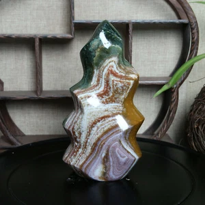 Estatua orbicular de Reiki A9178-815g maravillosa jaspe oceánico ágata llama drusa - Imagen 1 de 9