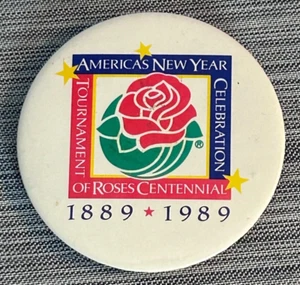 100th Anniversary of the Rose Parade Pasadena California Pinback Pin 1889 - 1989 - Picture 1 of 3