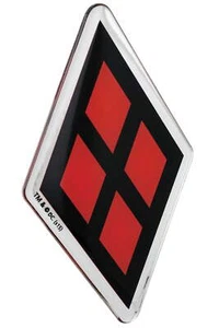 Harley Quinn Logo Car Decal DC Comics Domed Black Red Chrome Finish Automotiv... - Picture 1 of 2