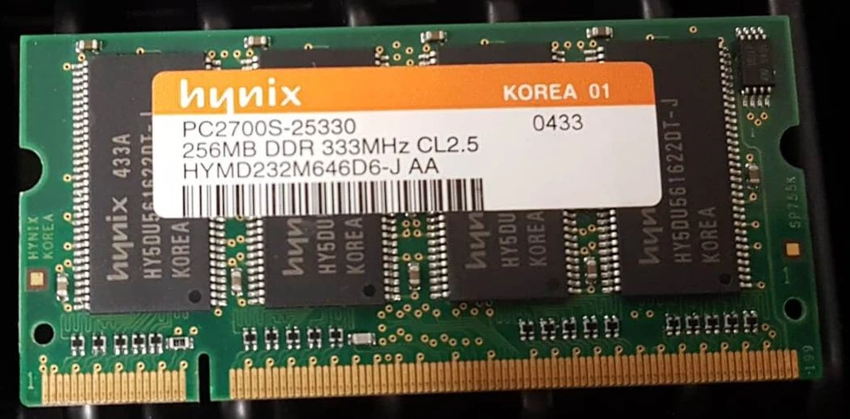 HYNIX 256MB PC2700 333MHZ DDR1 LAPTOP MEMORY RAM SO-DIMM HYMD232M646D6-J AA DDR - Image 1 of 1