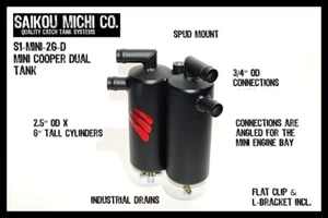 Saikou Michi Dual Oil Catch Can N14 MINI Cooper S R55 R56 R57 R58 R59- WITH HOSE - Afbeelding 1 van 5