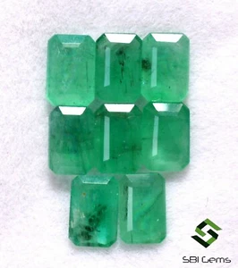 Lote de 08 piezas gemas sin tratar corte octágono esmeralda natural certificada de 4,08 quilates - Imagen 1 de 4