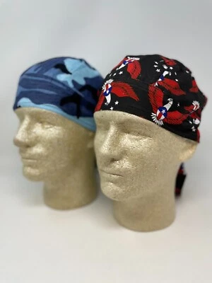 Lot Set of 2 Blue Camo American Eagles Doo Rag Durag Headwrap Biker Bandanna - Image 1 of 2