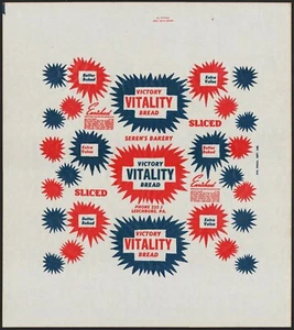 Vintage bread wrapper VICTORY VITALITY Serens Bakery Leechburg Pennsylvania nrmt - Picture 1 of 2