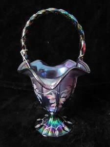 Fenton 1998 QVC Wisteria Plum Basket for the 75th Diamond Jubilee - Picture 1 of 6