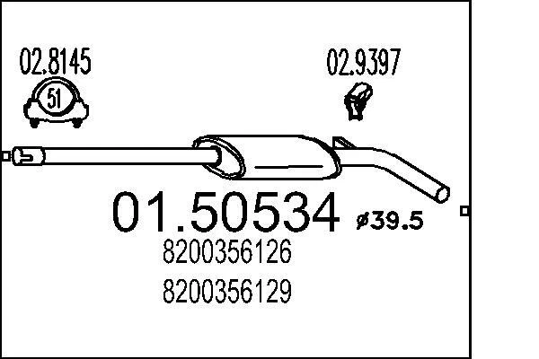 MTS MIDISILENZIATORE SILENZIATORE Per Renault Modus/Grand F/JP0_ 01.50534 - Immagine 1 di 1