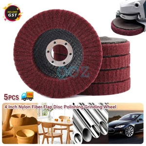 5Pcs 4 Inch Nylon Fiber Flap Disc Polishing Grinding Wheel Scouring Pad Buffing - Picture 1 of 12