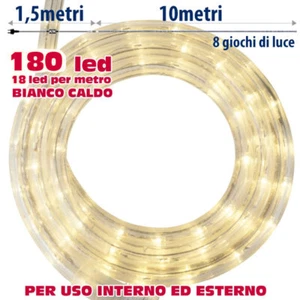 Tubo Luminoso a LED per Esterno Bianco Caldo 10 Metri con Controller Giochi Luce - Foto 1 di 4